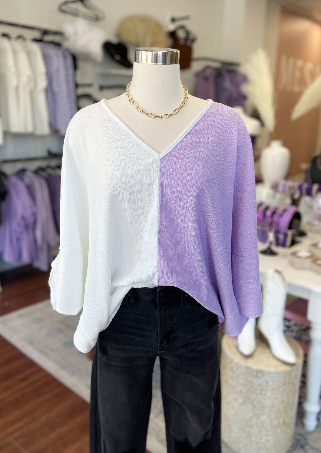 Purple & Lavender Colorblock Blouse