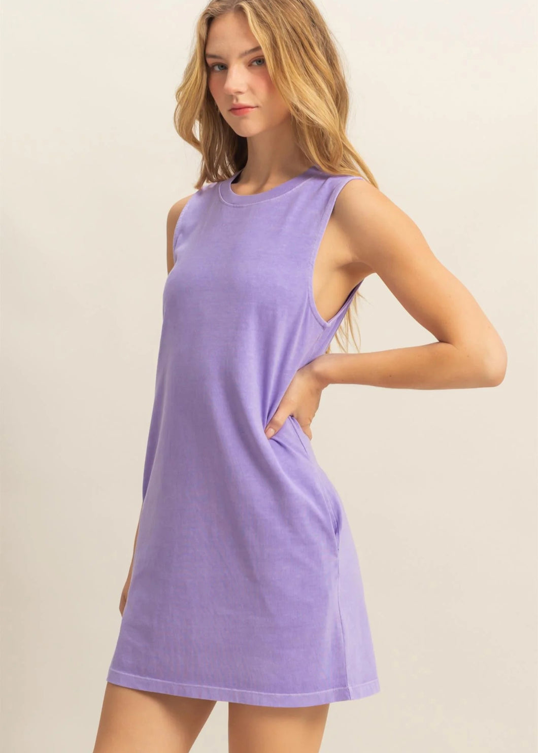 Sleeveless Lavender Mini Dress