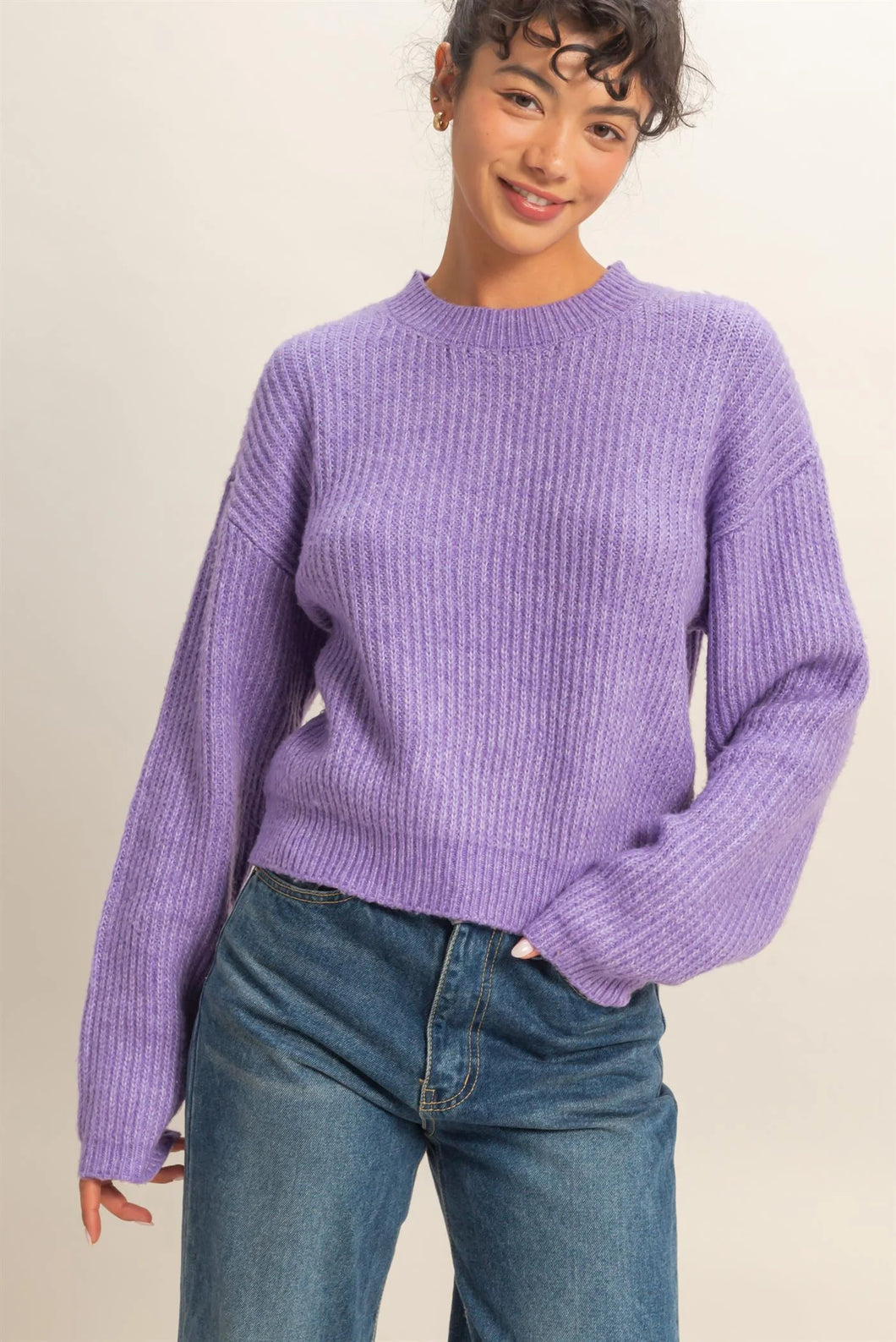 Ribbed Crew Neck Sweater