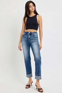 TUMMY CONTROL HIGH RISE CROP STRAIGHT JEANS