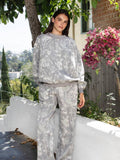 Solange faded camo wide-leg fleece sweatpants, front view