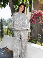Solange faded camo wide-leg fleece sweatpants, front view
