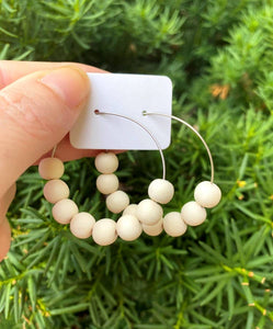 Birch Wood Hoop Bead Earrings