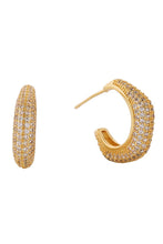 Load image into Gallery viewer, 14K Hexagon Pave CZ Post Earrings: Gold

