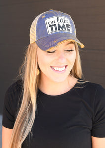 On Lake Time Distressed Trucker Cap