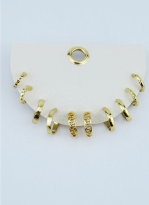 Set of 5 Gold Huggie Hoop Earrings on Leather Card