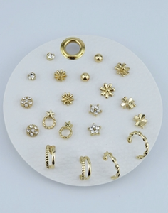 Set of 10 Gold Studs Sets on Round Leather Pad