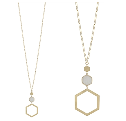 Natural Stone Hexagon and Gold 32