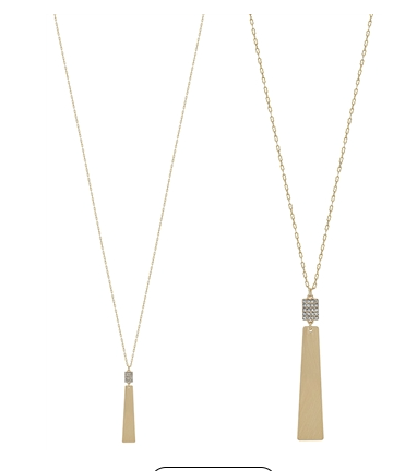 Matte Gold Rectangle with Rhinestone 34