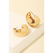 Load image into Gallery viewer, Wide Rounded Metallic Hoop Earrings: G
