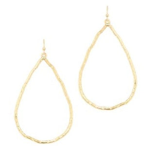 Gold Textured Open Teardrop 2" Earring