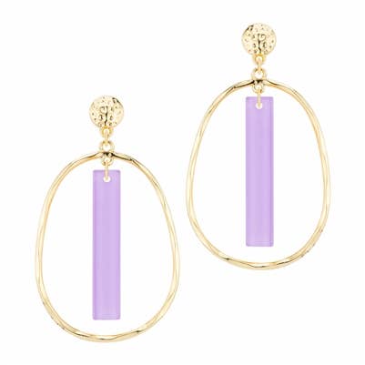 Gold Open Oval with Lavender Acrylic Bar 2