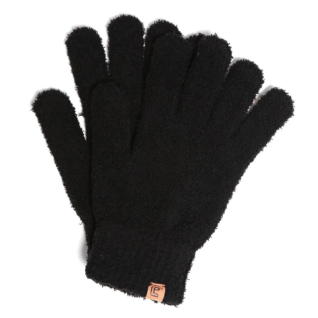 Winter Solid Color Luxury Soft Gloves: ONE SIZE / BLACK
