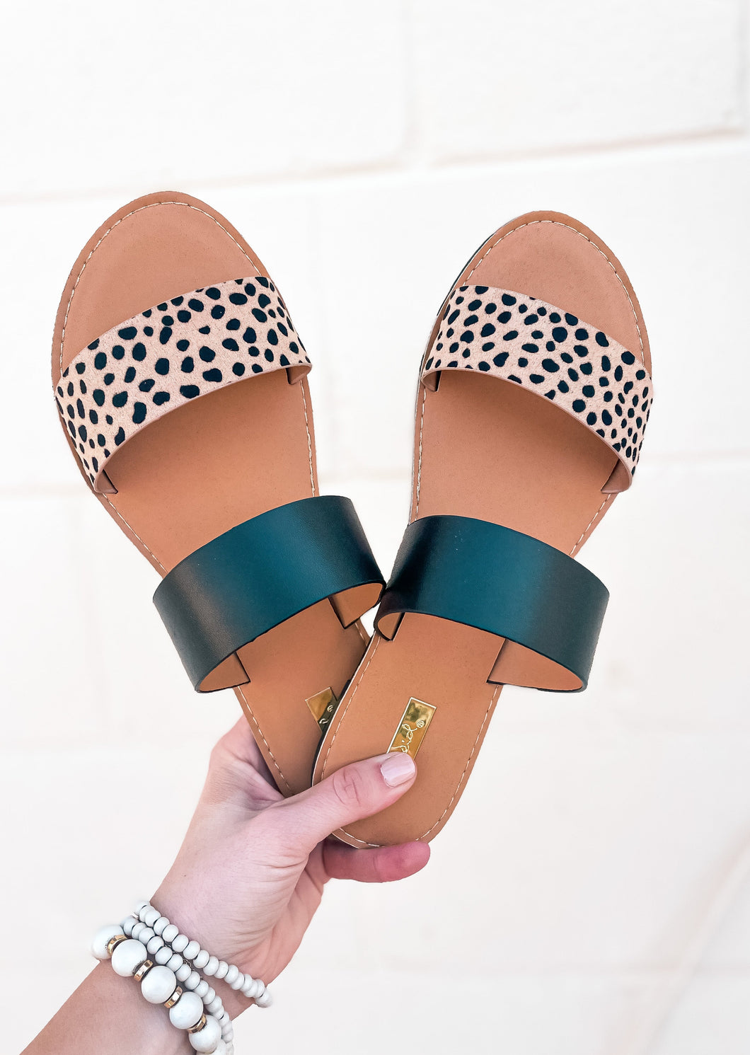 Tay Black Leopard Sandals